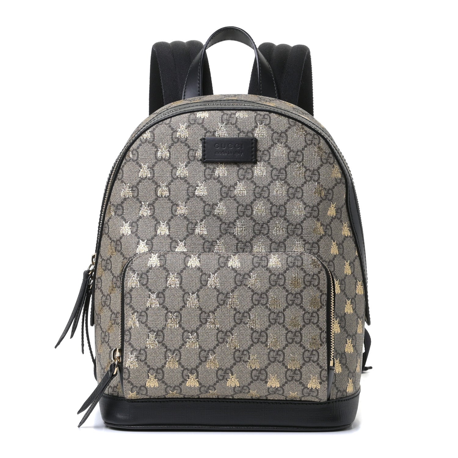 Gucci GG Supreme Monogram Bees Print Small Day Backpack Beige Oro Black 1 of 4