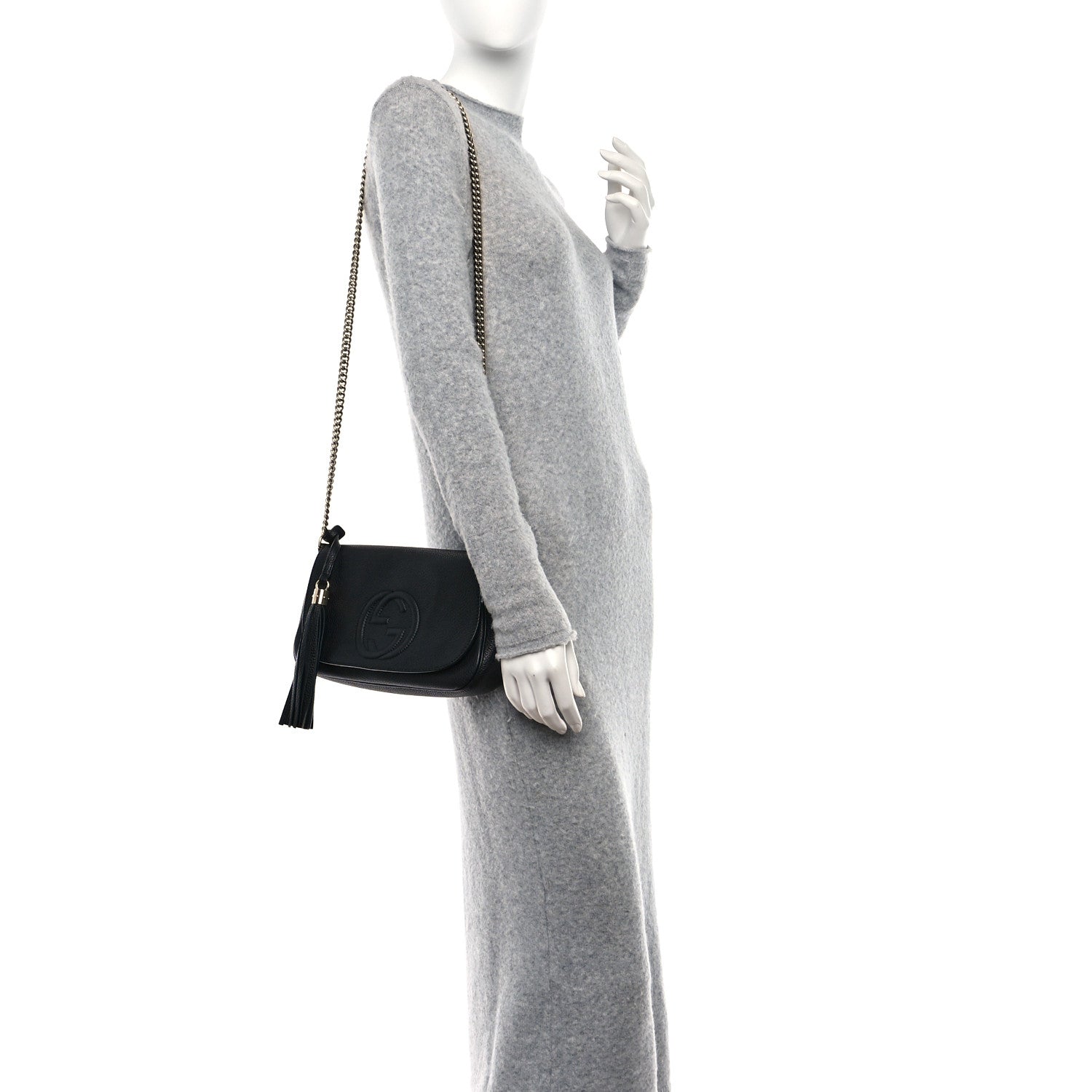 Gucci Pebbled Calfskin Medium Soho Flap Crossbody Black 2 of 9