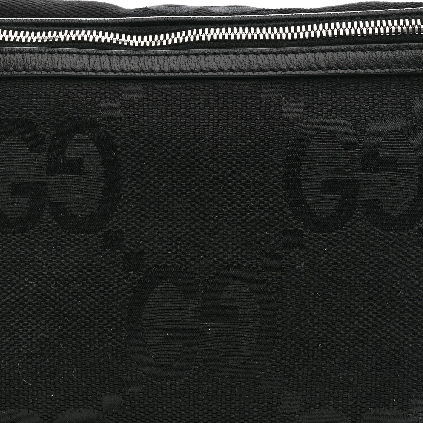 Monogram Jumbo GG Textured Dollar Calfskin Web Belt Bag Black