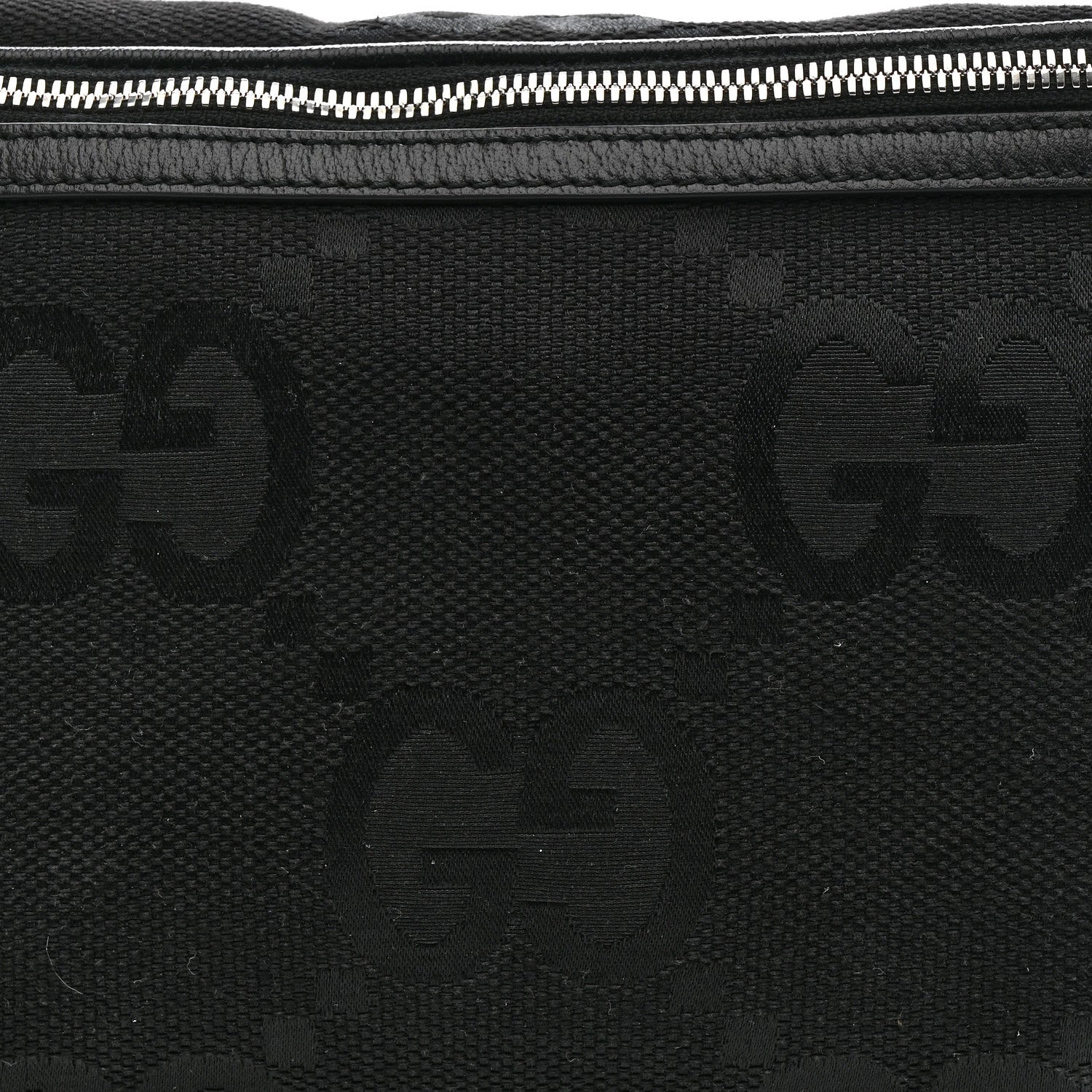 Gucci Monogram Jumbo GG Textured Dollar Calfskin Web Belt Bag Black 8 of 12
