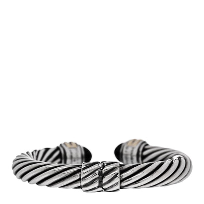 David Yurman Sterling Silver 14K Yellow Gold Black Onyx 10mm Cable Classics Hinged Bracelet 2 of 3