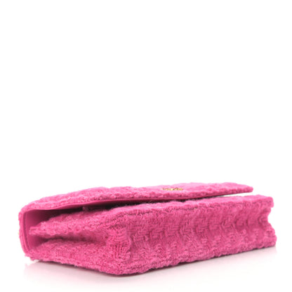 Chanel Wool Tweed Lambskin Quilted Chanel 19 Wallet On Chain WOC and Coin Purse Fuchsia 5 of 13