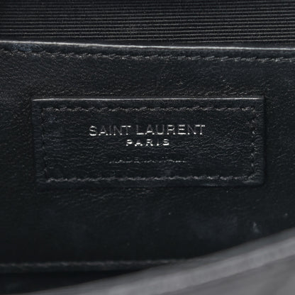 Saint Laurent Grain De Poudre Tri-Quilt Small College Monogram Satchel Black 6 of 17