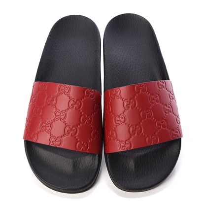 Gucci Guccissima Signature Womens Slide Sandals 39 Hibiscus Red 5 of 9
