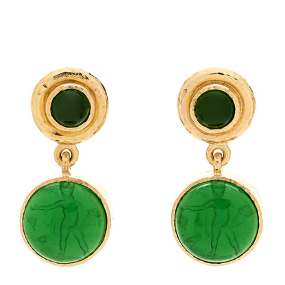 Elizabeth Locke 19K Yellow Gold Chrome Diopside Venetian Glass Putto and Duck Earrings Green 1 of 4