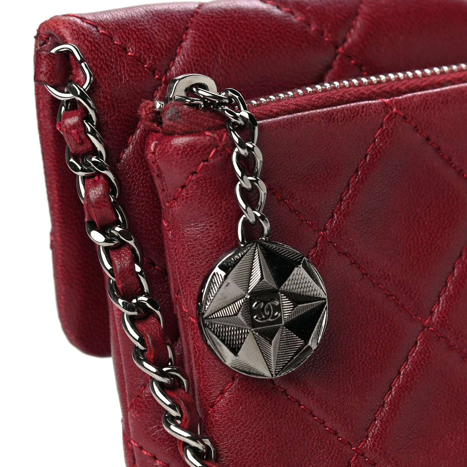 Chanel Lambskin Quilted Mini Mineral Nights Flap Crossbody Bag Dark Red 22 of 25