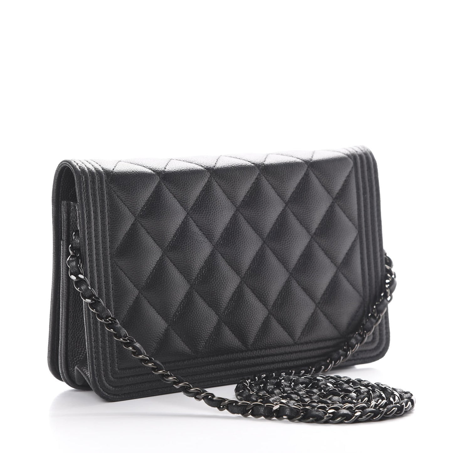 Caviar Quilted Boy Wallet On Chain WOC So Black