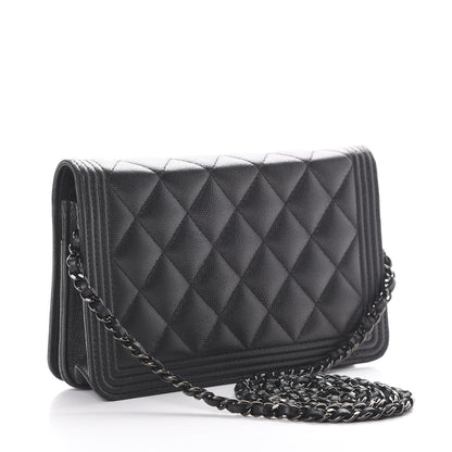 Chanel Caviar Quilted Boy Wallet On Chain WOC So Black 2 of 16