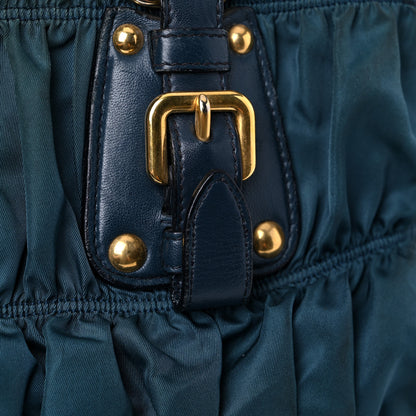 Prada Tessuto Nylon Nappa Gaufre Shopping Satchel Baltico 37 of 49