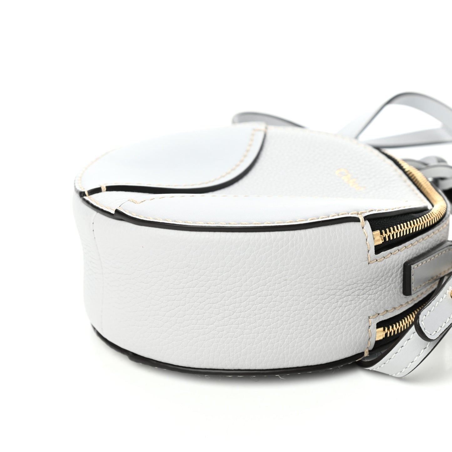 Grained Shiny Calfskin Mini Round Daria Bag Light Cloud