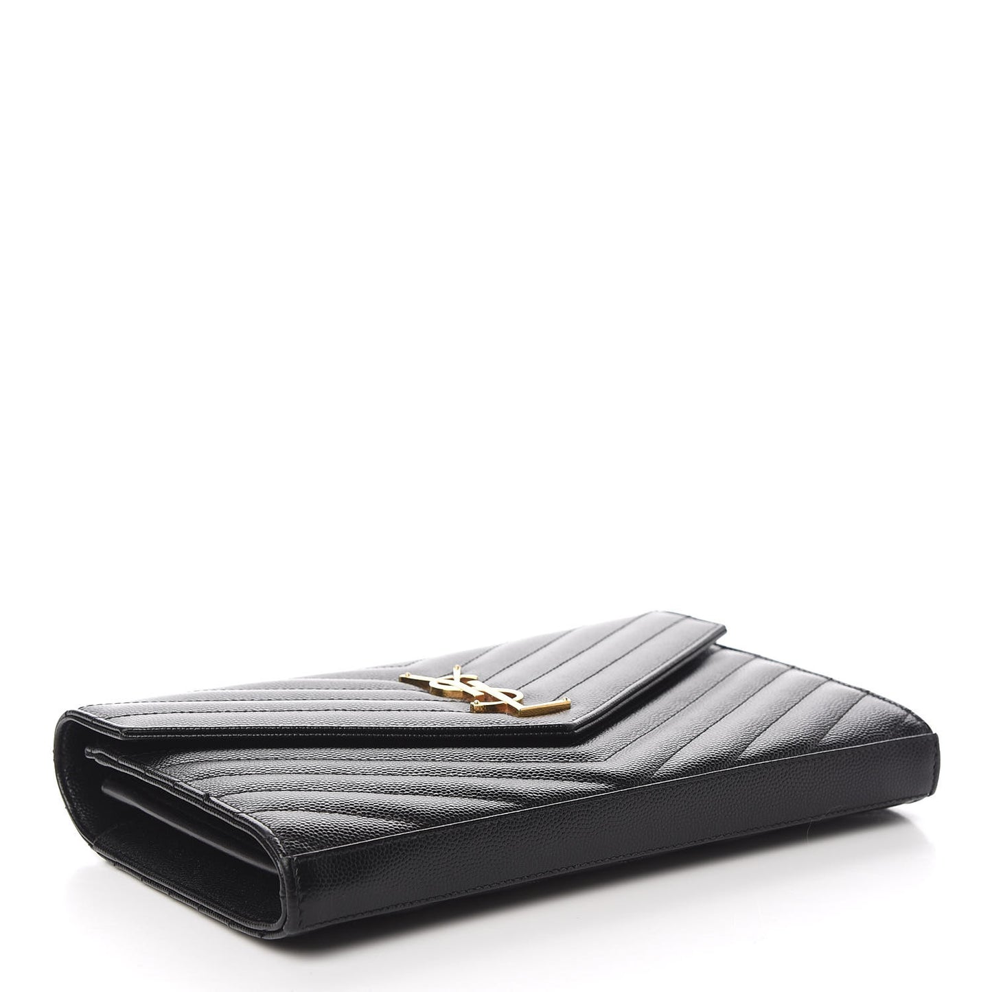 Grain De Poudre Matelasse Chevron Monogram Chain Wallet Black