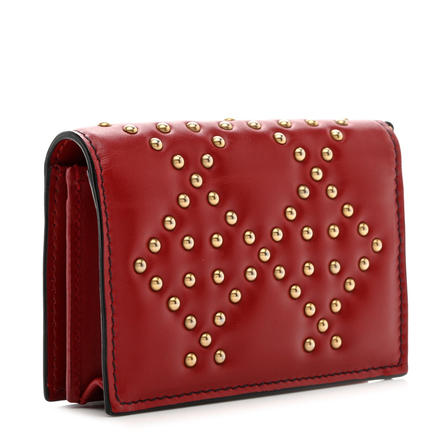 Christian Dior Lambskin Cannage Studded Lady Dior Card Holder Deep Red 3 of 10