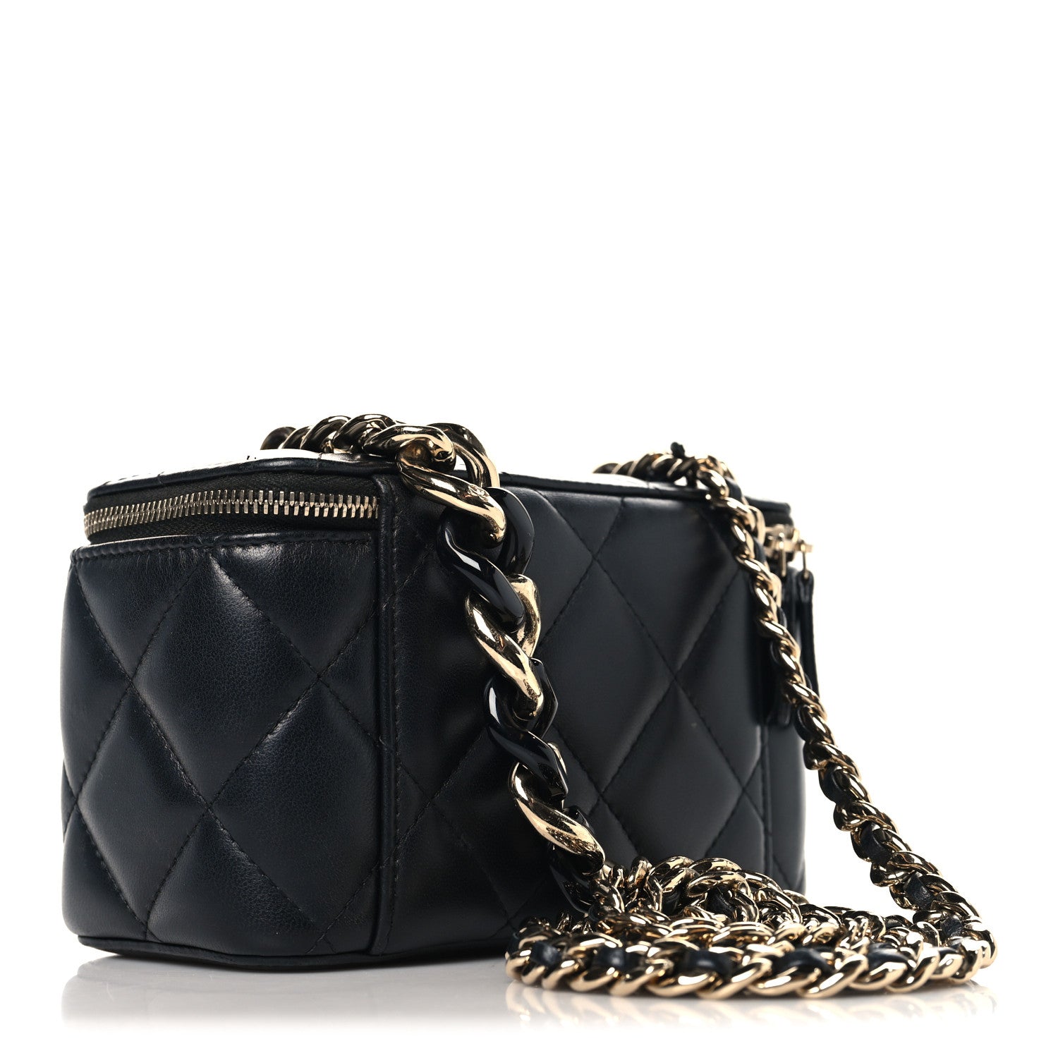 Chanel Lambskin Resin Elegant Chain Small Vanity Case Black 3 of 11