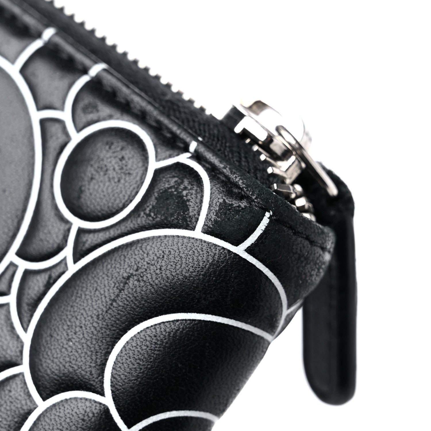 Chanel Lambskin Camellia Embossed Large Zip Around Gusset Wallet Black White 17 of 18