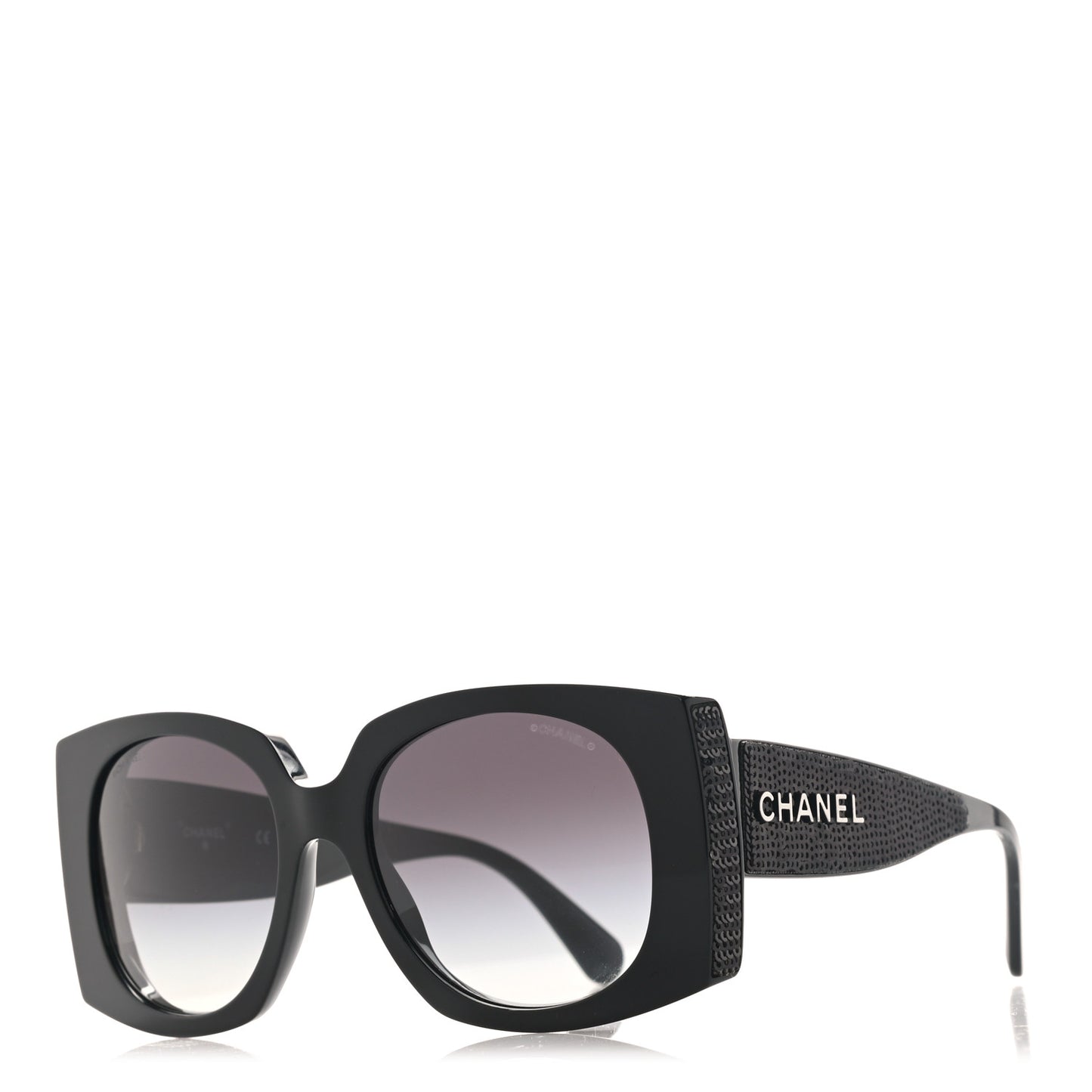 Acetate Sequin Rectangle Sunglasses 71407 Black