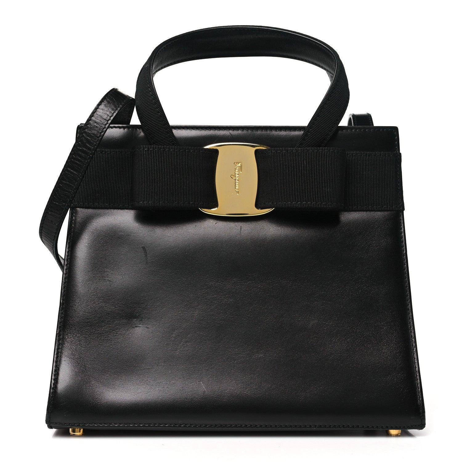 Salvatore Ferragamo Calfskin Medium Vara Bow Top Handle Tote Black 1 of 10