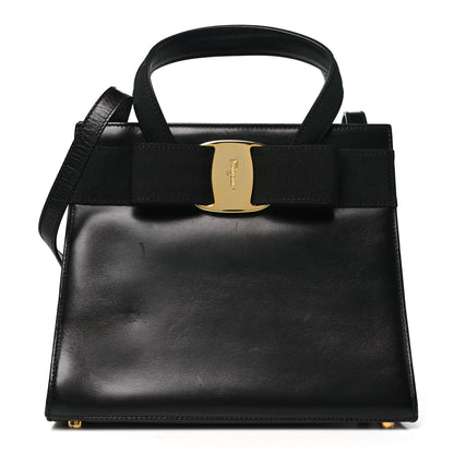Salvatore Ferragamo Calfskin Medium Vara Bow Top Handle Tote Black 1 of 10