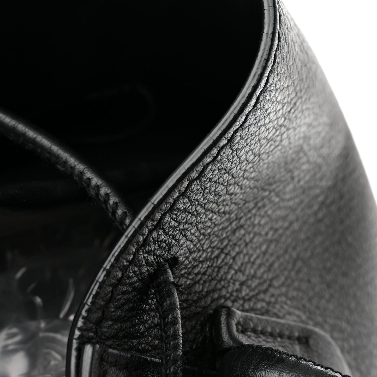 Calfskin Small Tassel Bucket Bag Black