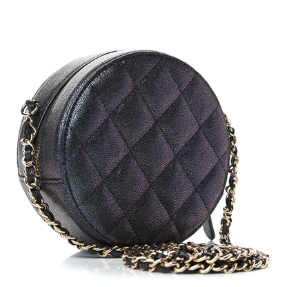 Chanel Iridescent Caviar Quilted Round Clutch With Chain Black 2 of 4