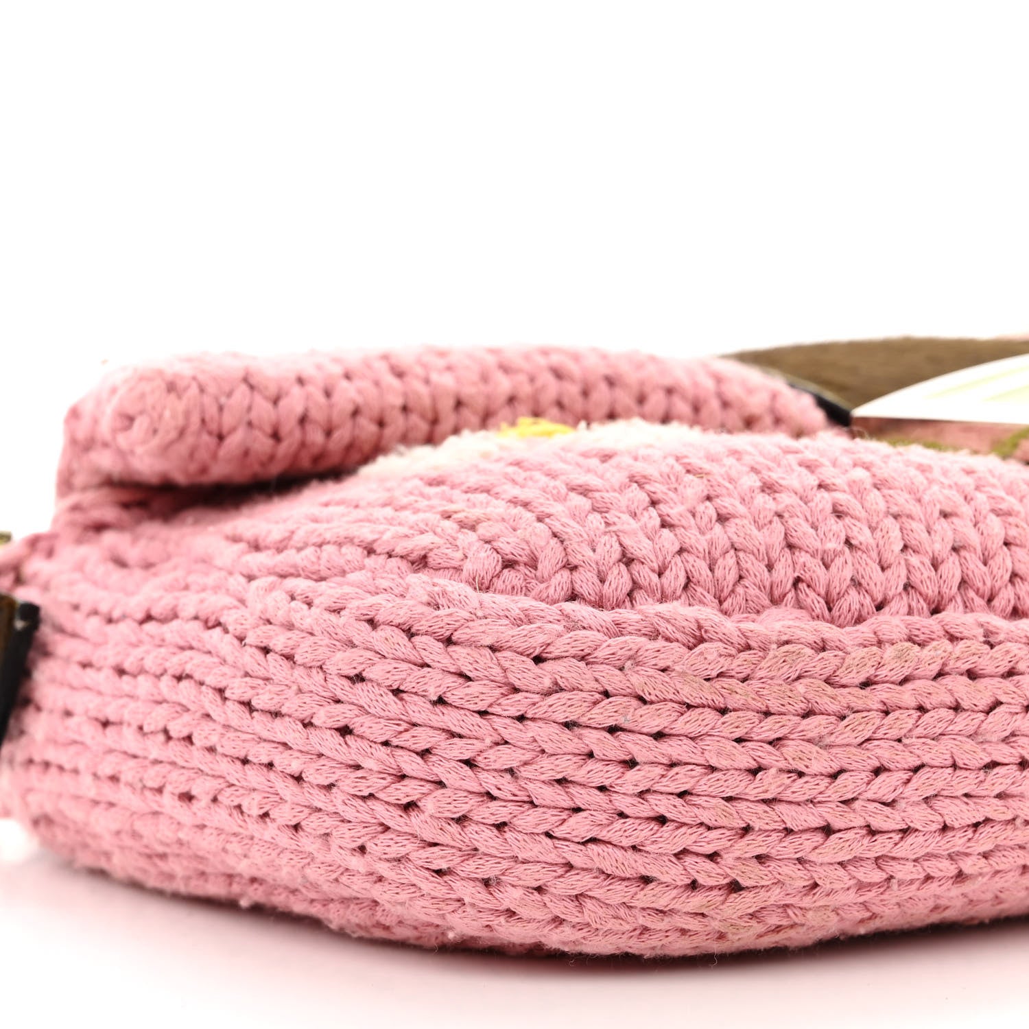Fendi Woven Knit Floral Baguette Pink 10 of 13