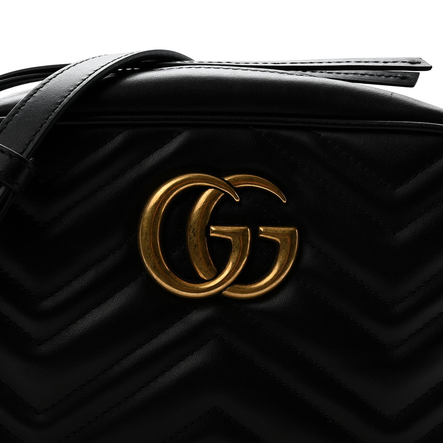 Gucci Calfskin Matelasse Small GG Marmont Chain Shoulder Bag Black 7 of 9