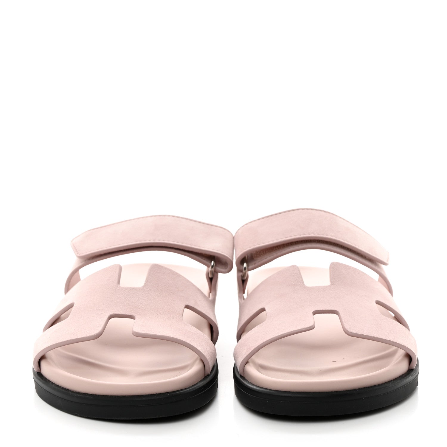 Hermes Suede Goatskin Womens Chypre Sandals 37 Rose Porcelaine 2 of 9