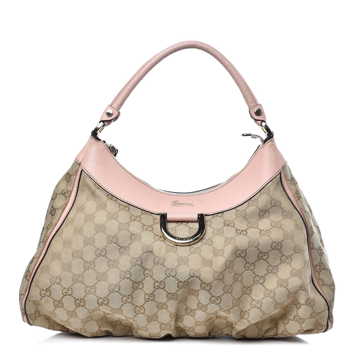 Gucci Monogram Large D Gold Hobo Pink 1 of 17