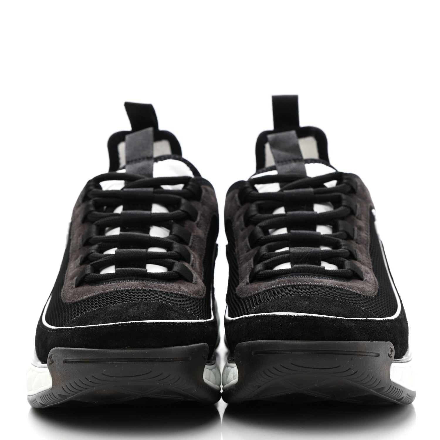Chanel Fabric Suede CC Sneakers 39 Black Dark Grey 2 of 10