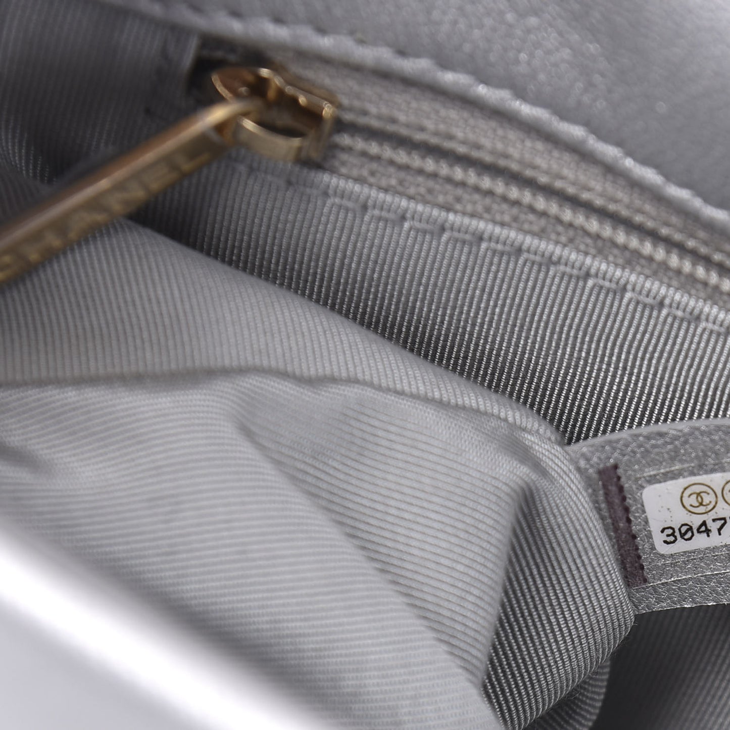 Metallic Goatskin Quilted Medium 19 Flap Silver