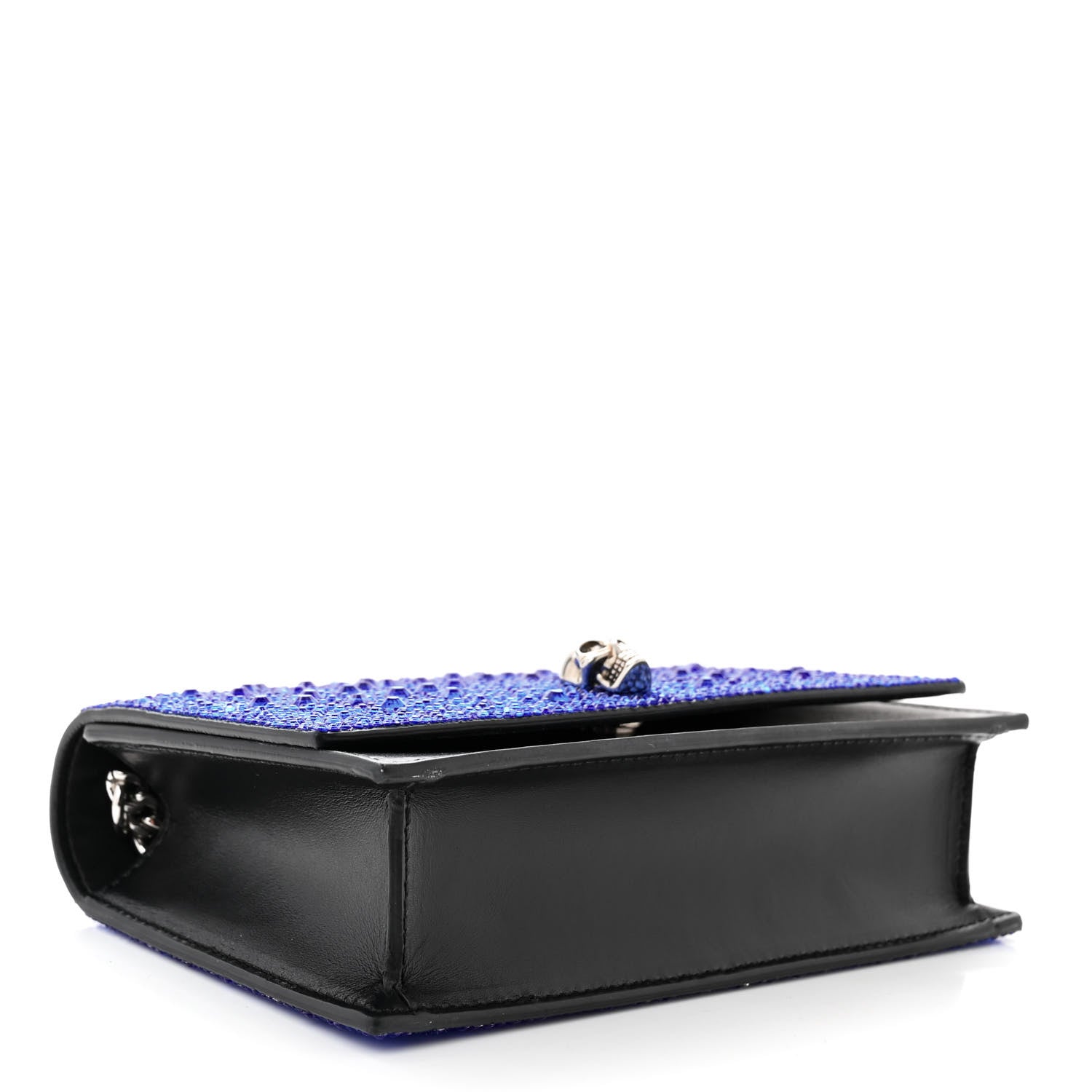 Alexander McQueen Calfskin Crystal Skull Mini Crossbody Bag Electric Blue 4 of 10