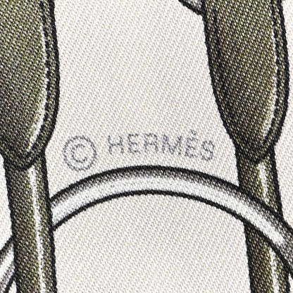 Hermes Silk Lambskin Jumping Fringed Twilly Creme Kaki Beige Dore 4 of 4