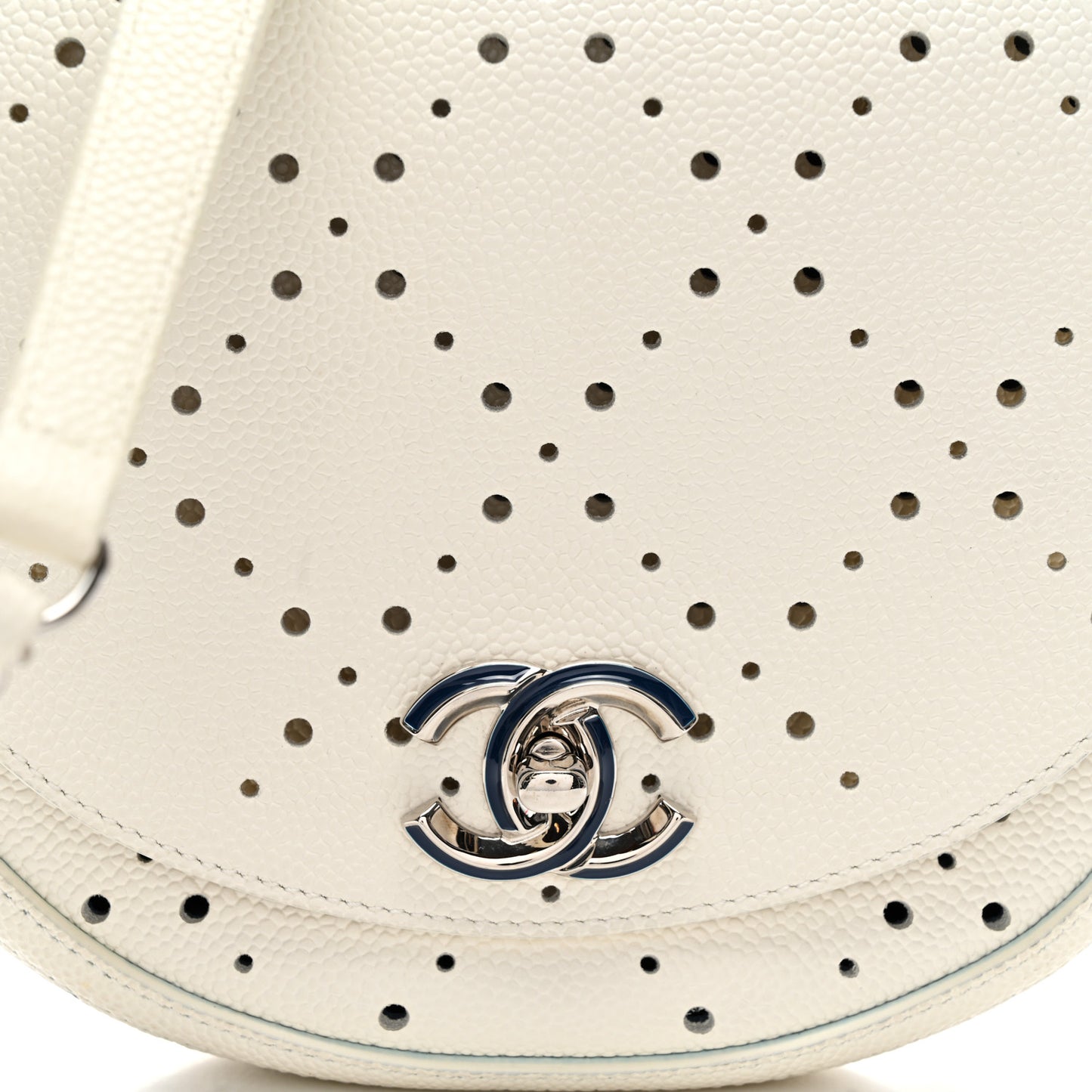 Caviar Perforated Messenger Bag White