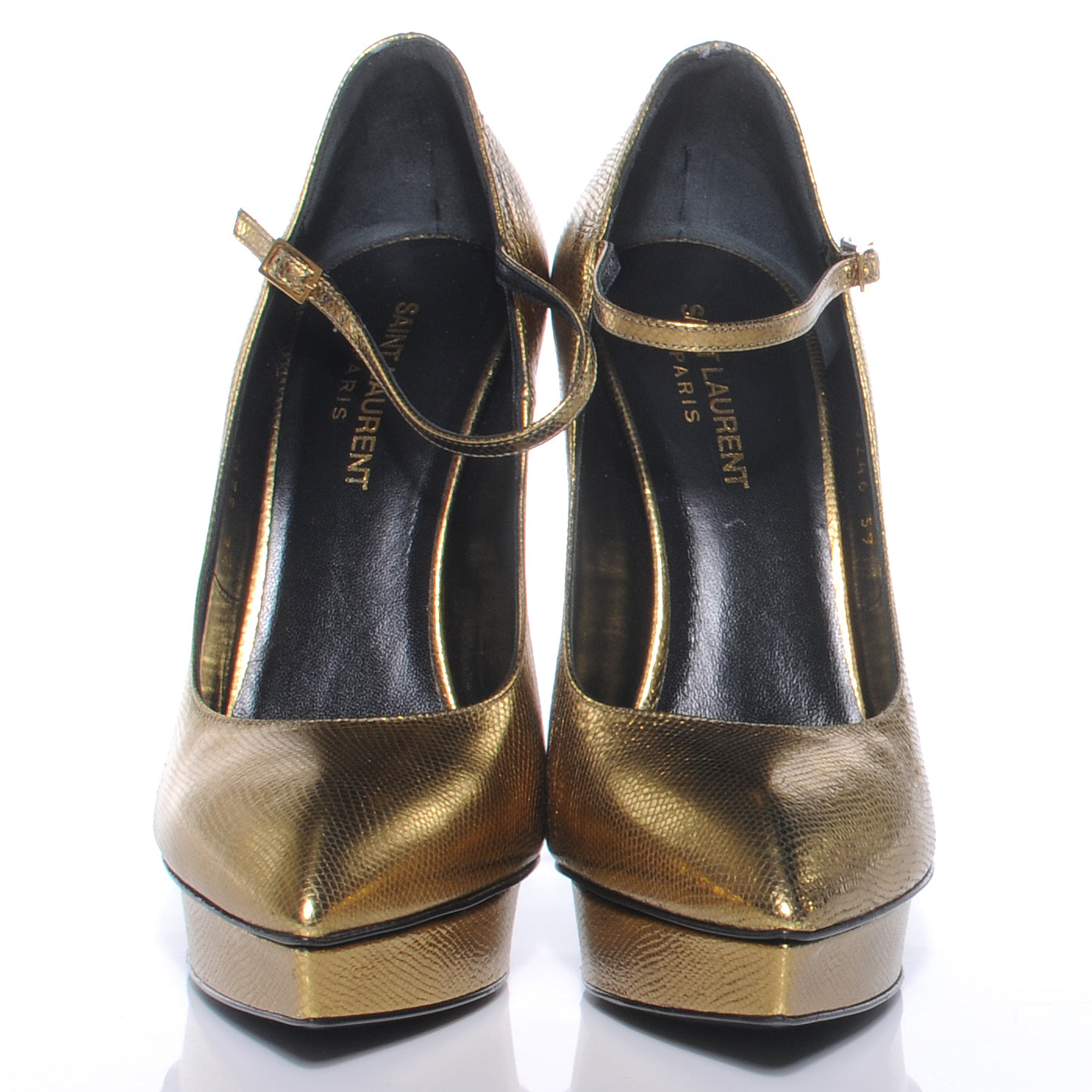 Metallic Janis Mary Jane Pumps Heels 39 Gold Vermeil
