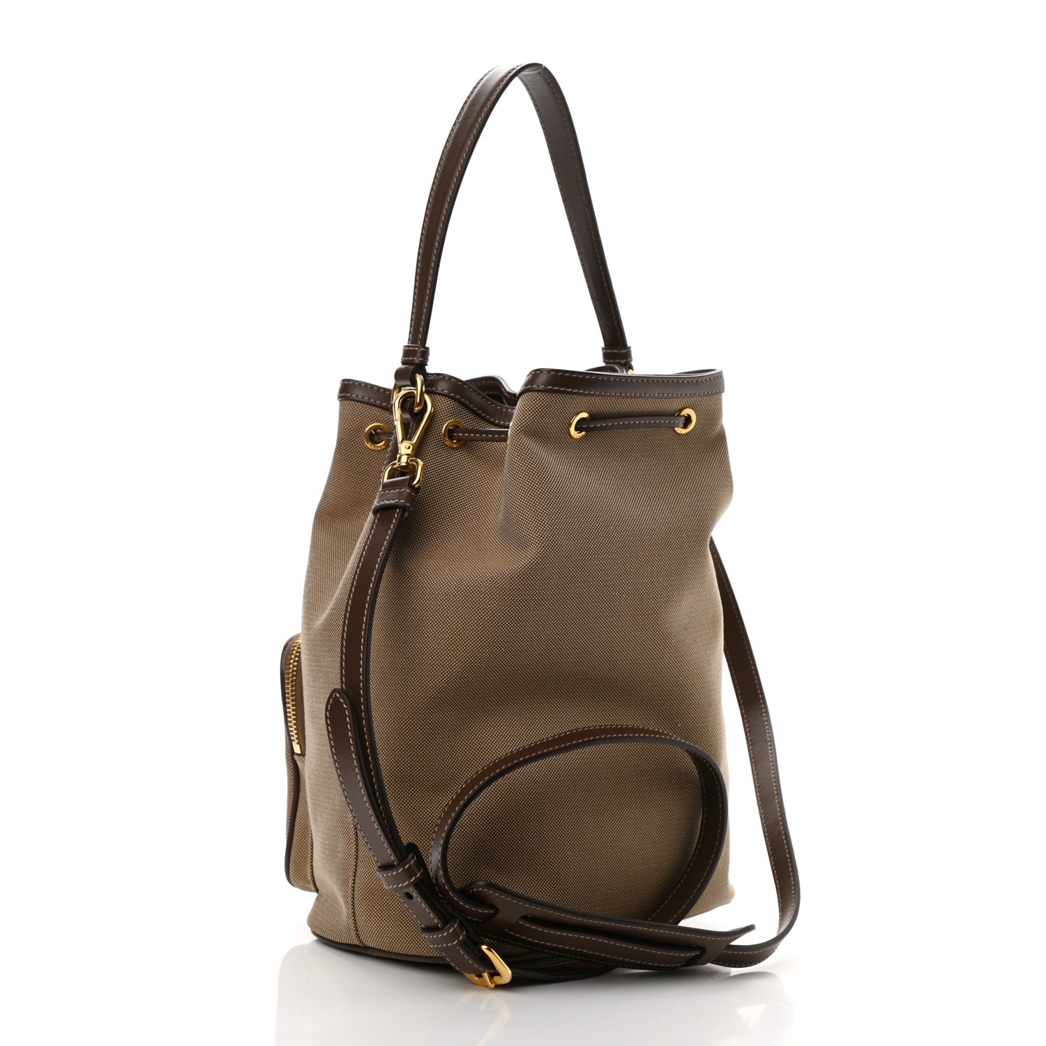 Prada Jacquard Logo Mini Bucket Crossbody Bag Corda Bruciato 3 of 9