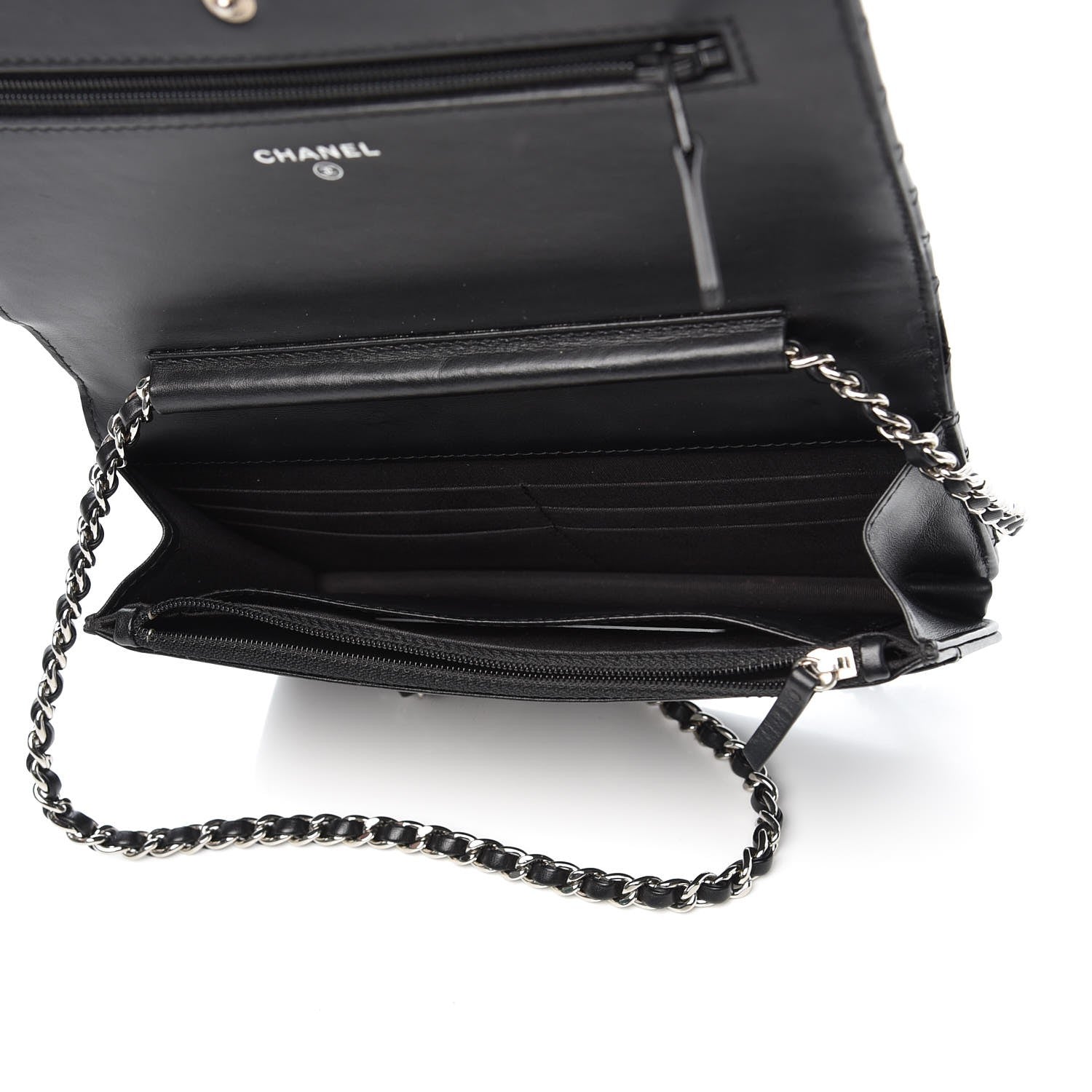 Chanel Patent Quilted Wallet On Chain WOC Black 5 of 9
