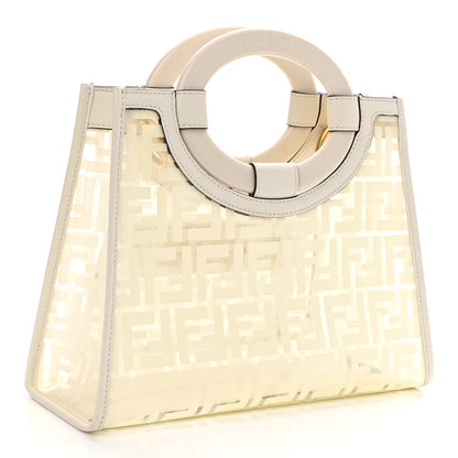 Fendi TPU FF Vitello Century Plexiglass Small Runaway Shopper Tote White 3 of 12