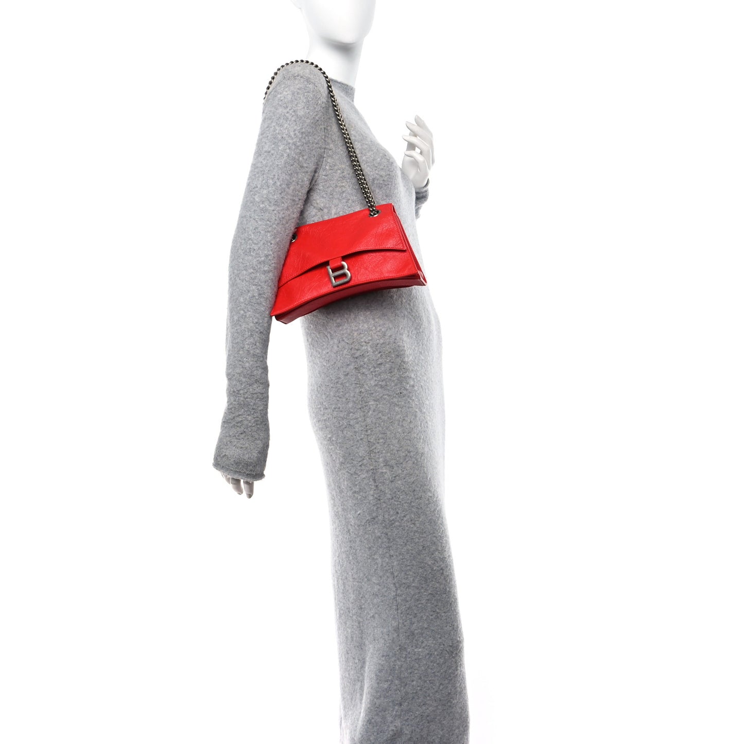 Arena Calfskin Small Crush Chain Bag Tomato Red