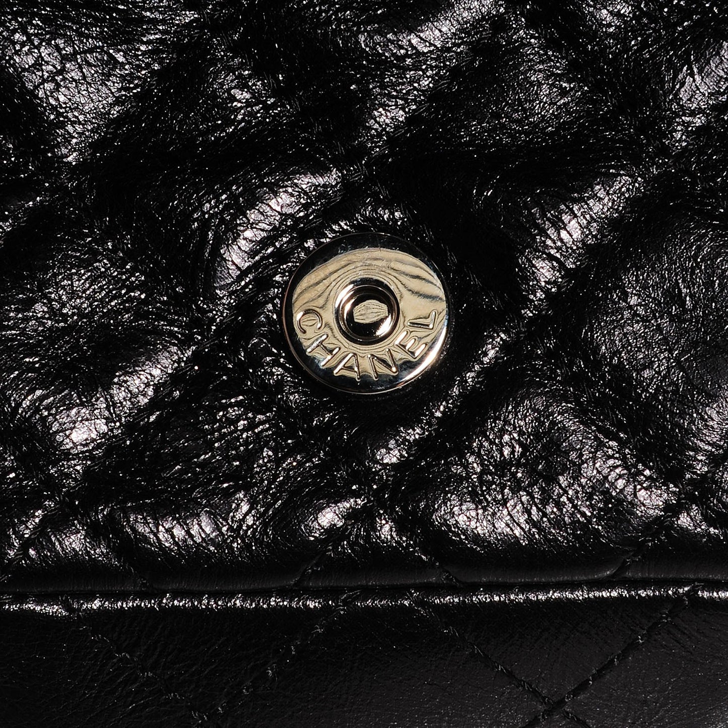 Glazed Calfskin Mini Reissue Pouch Charm Key Chain Black