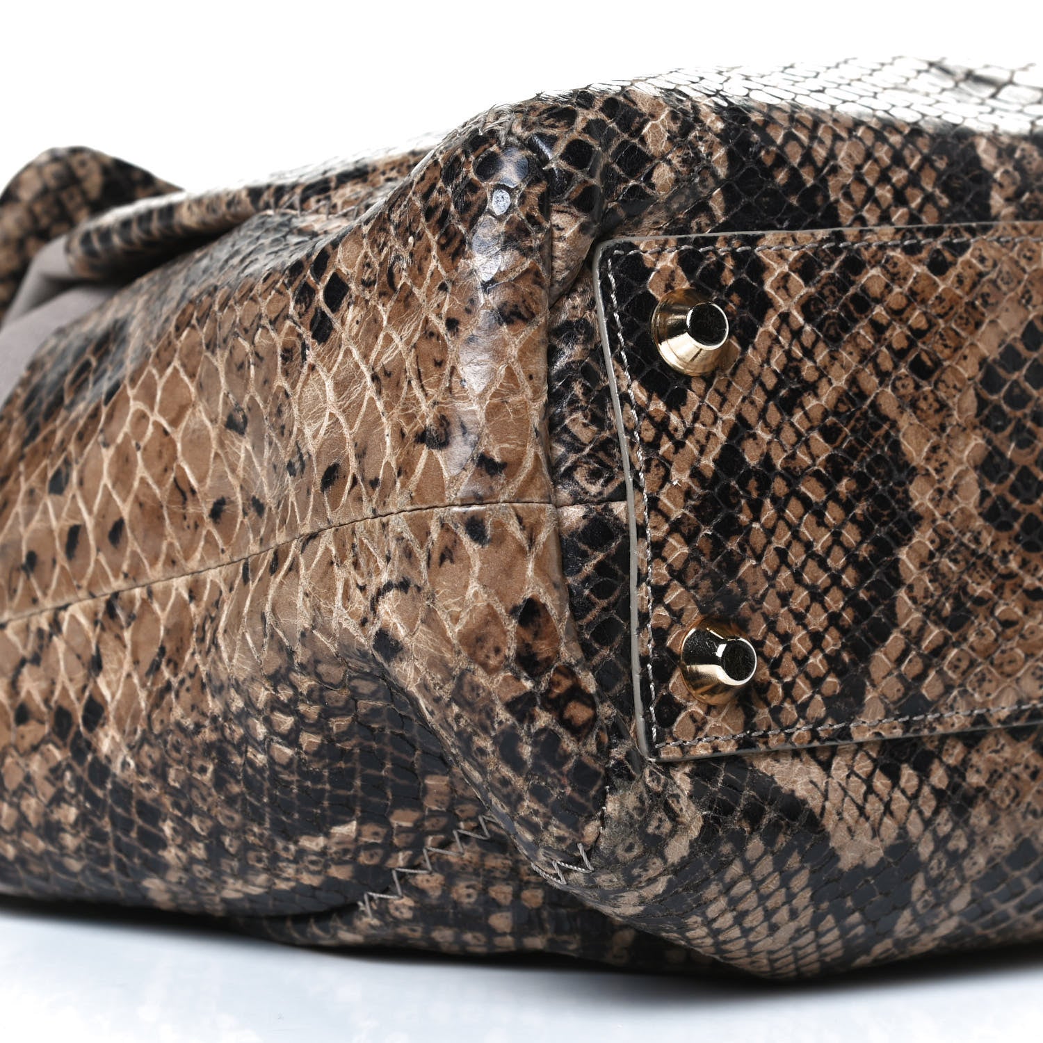 Lanvin Calfkin Embossed Python Medium Double Carry Beige 5 of 13