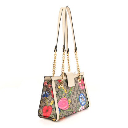 Gucci GG Supreme Monogram Flora Textured Calfskin Small Padlock Tote Beige Ebony Multicolor Mystic White 3 of 12