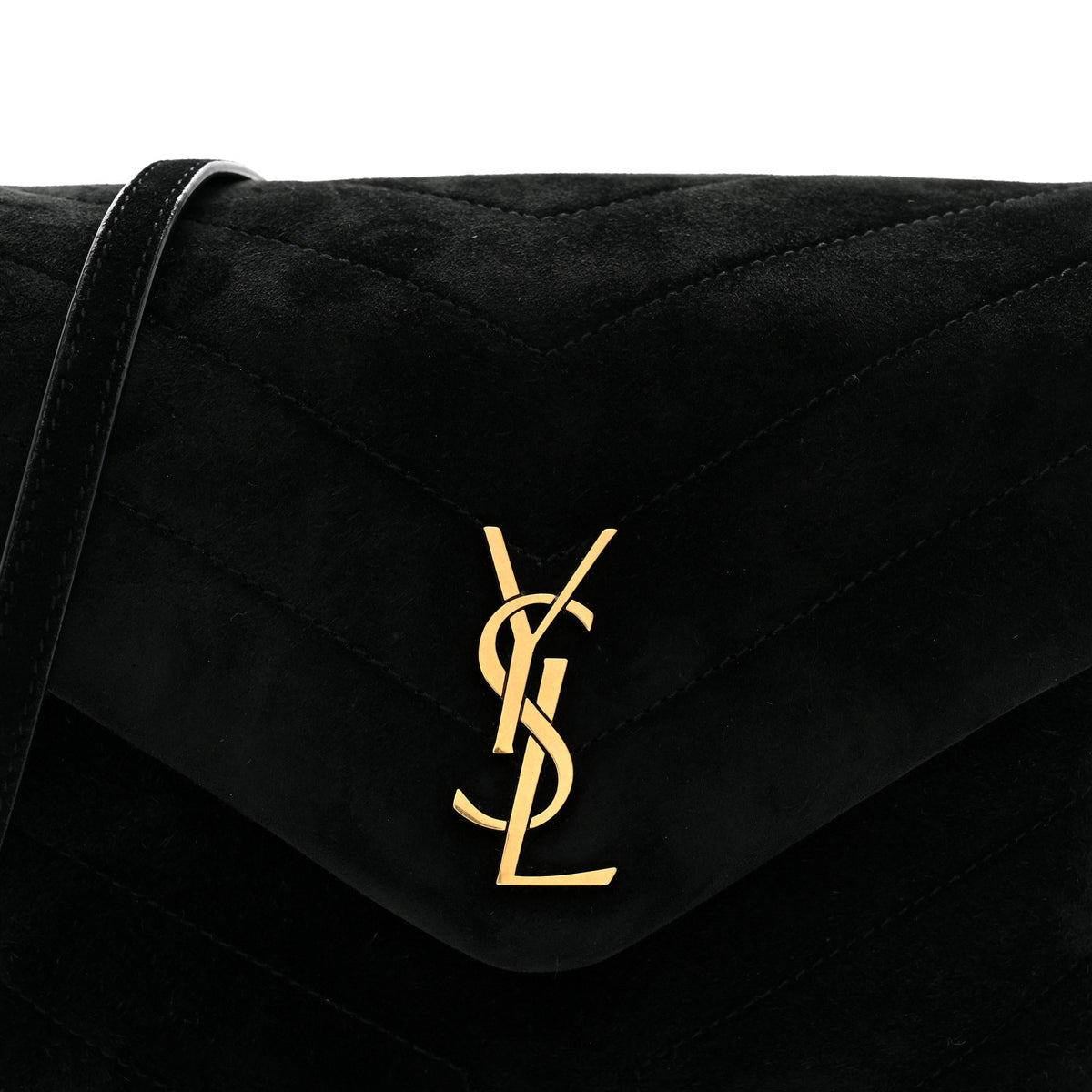 Suede Y Quilted Monogram Toy Loulou Crossbody Bag Black