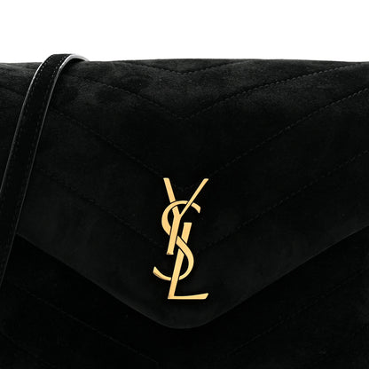 Saint Laurent Suede Y Quilted Monogram Toy Loulou Crossbody Bag Black 8 of 11