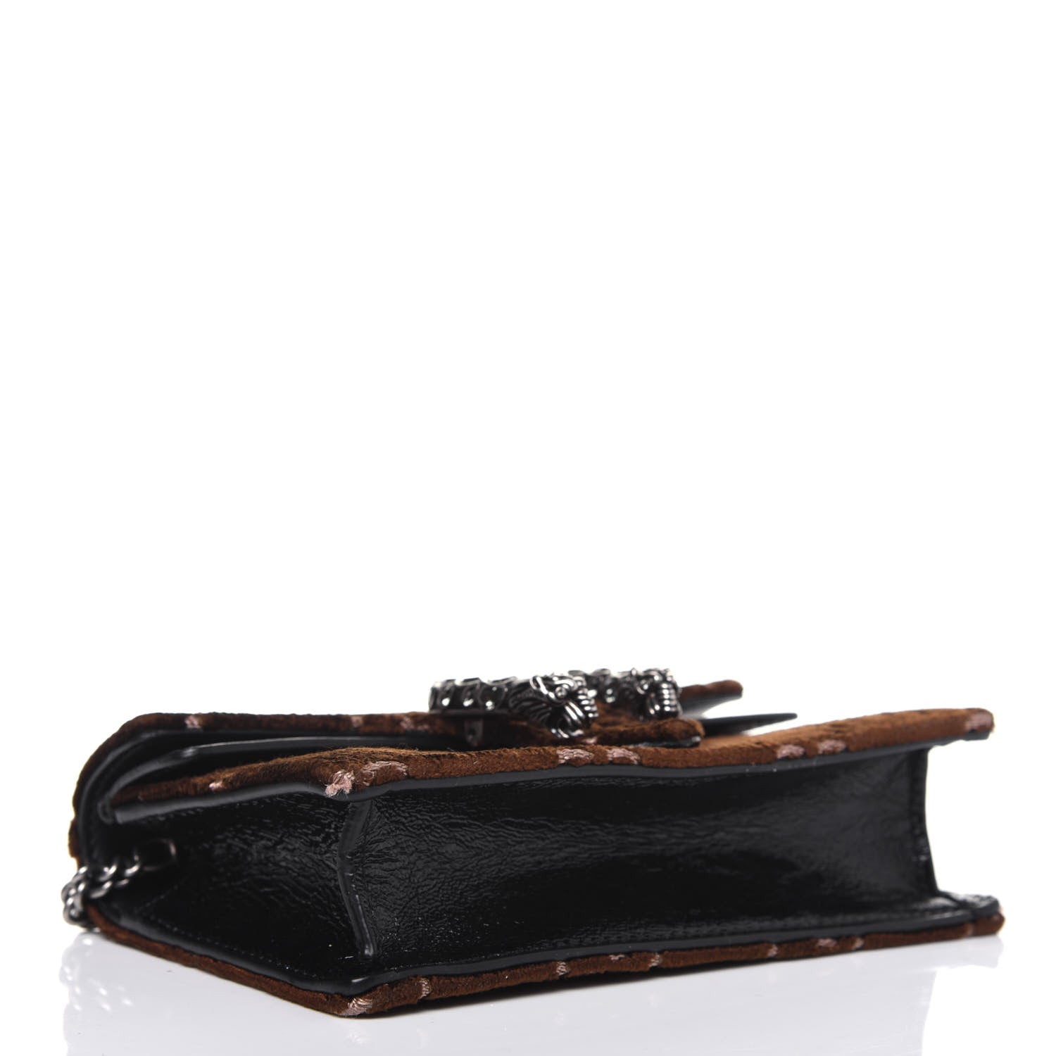 Gucci Velvet Skipper Crystal GG Monogram Super Mini Dionysus Shoulder Bag Brown Black Black Diamond 4 of 13