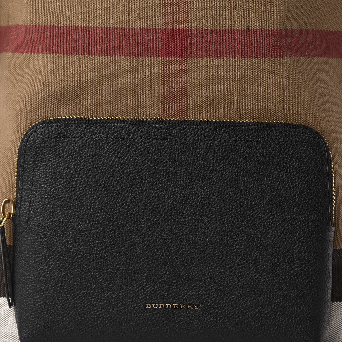 Mega Check Calfskin Abbeydale Simple Backpack Black Camel