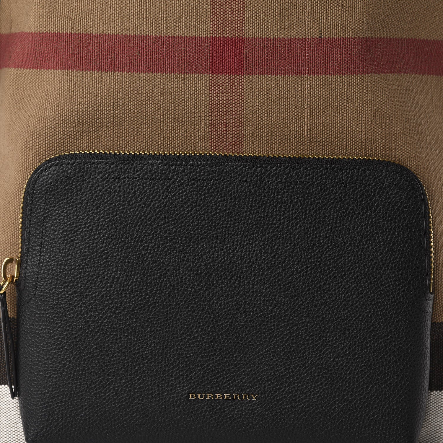 Burberry Mega Check Calfskin Abbeydale Simple Backpack Black Camel 8 of 8