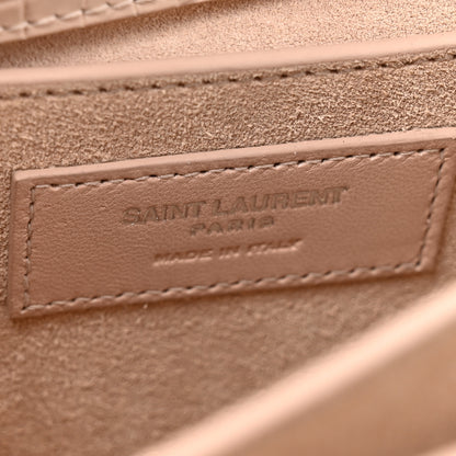 Saint Laurent Calfskin Crocodile Embossed Medium Monogram Sunset Rose Antic 6 of 14