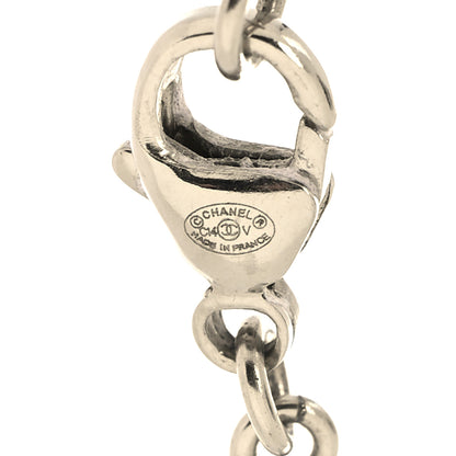 Chanel Crystal Pearl Twisted CC Drop Necklace Silver 5 of 5
