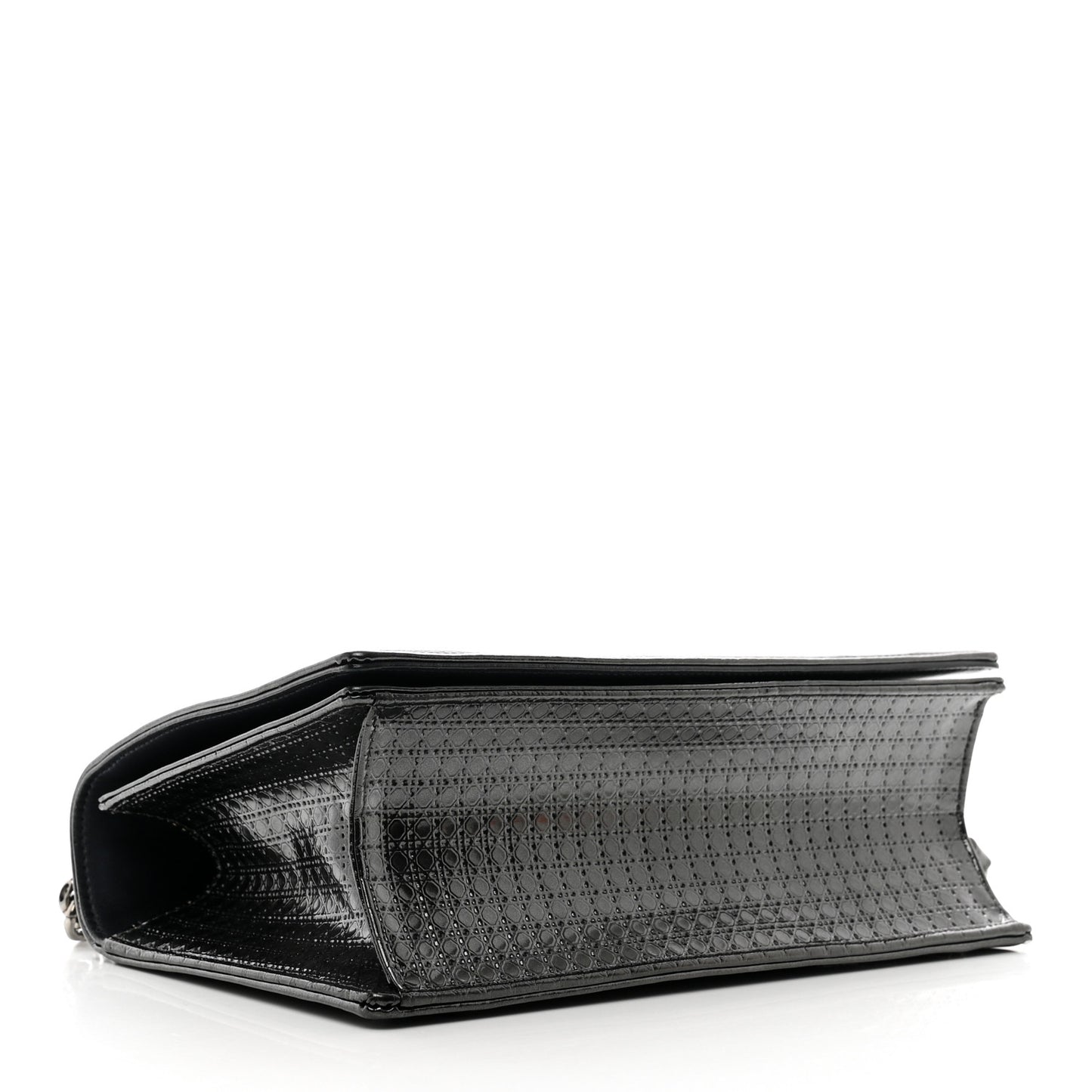 Metallic Calfskin Micro-Cannage Medium Diorama Flap Bag Graphite