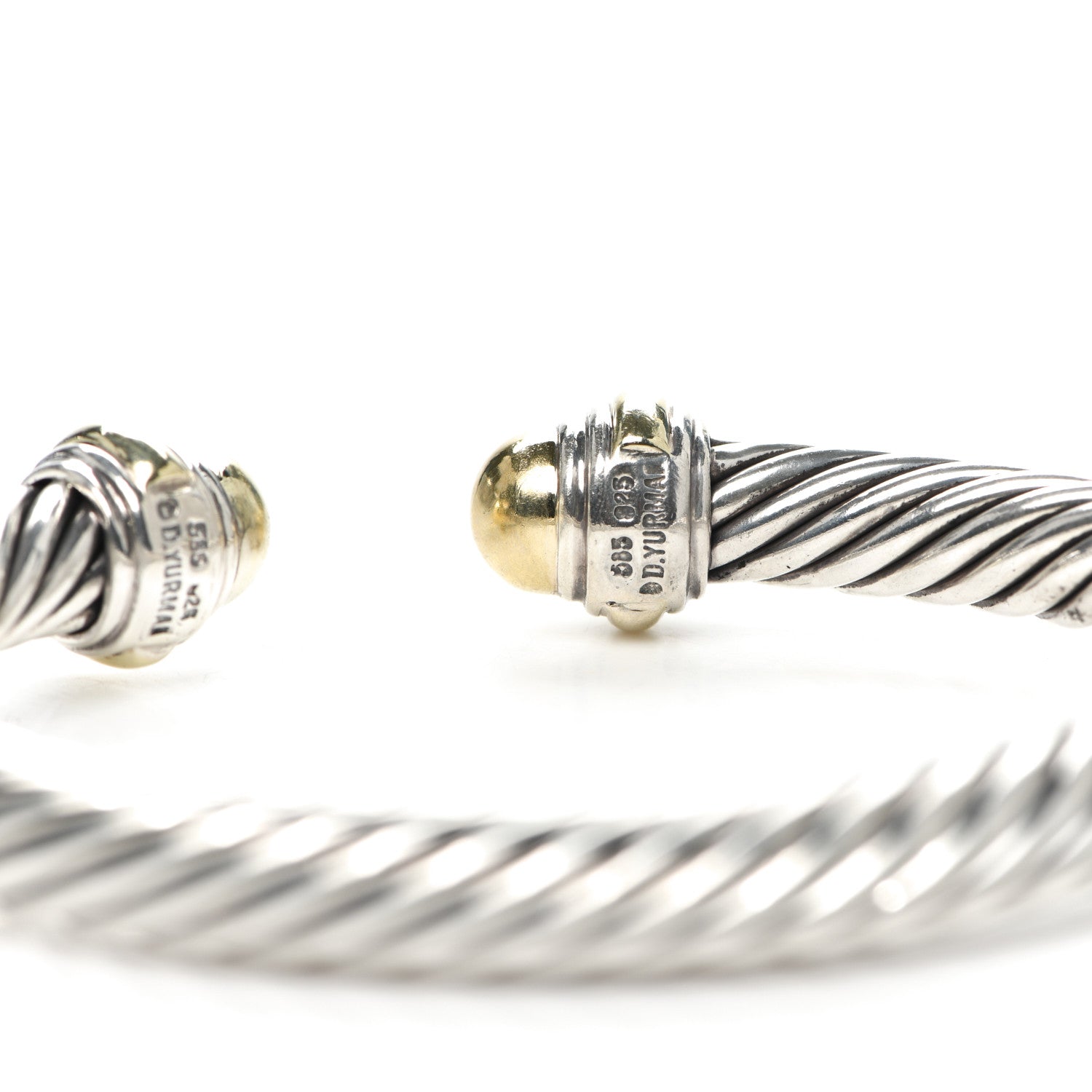 David Yurman Sterling Silver 14K Yellow Gold 7mm Cable Classics Bracelet 4 of 4