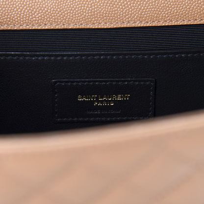 Saint Laurent Grain De Poudre Textured Mixed Matelasse Triquilt Medium Monogram Satchel Dune 7 of 9